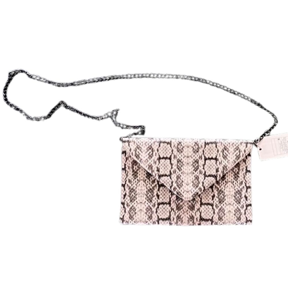 A New Day Black/Grey/Cream Faux Snakeskin Envelope Clutch/Crossbody/Shoulder